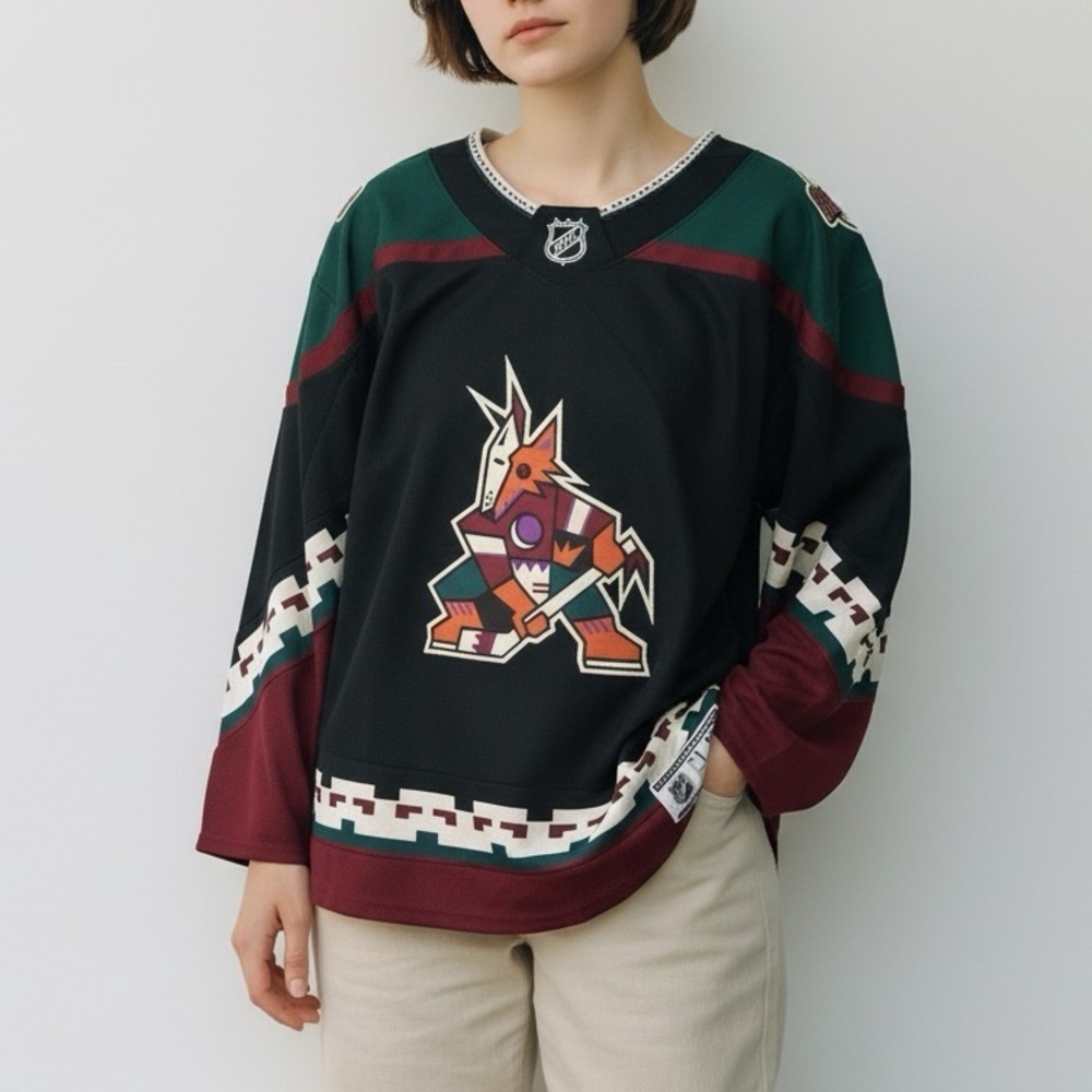 NHL AUTHENTIC PHOENIX COYOTES ARIZONA CACHINA BLACK HOCKEY JERSEY Size L/XL